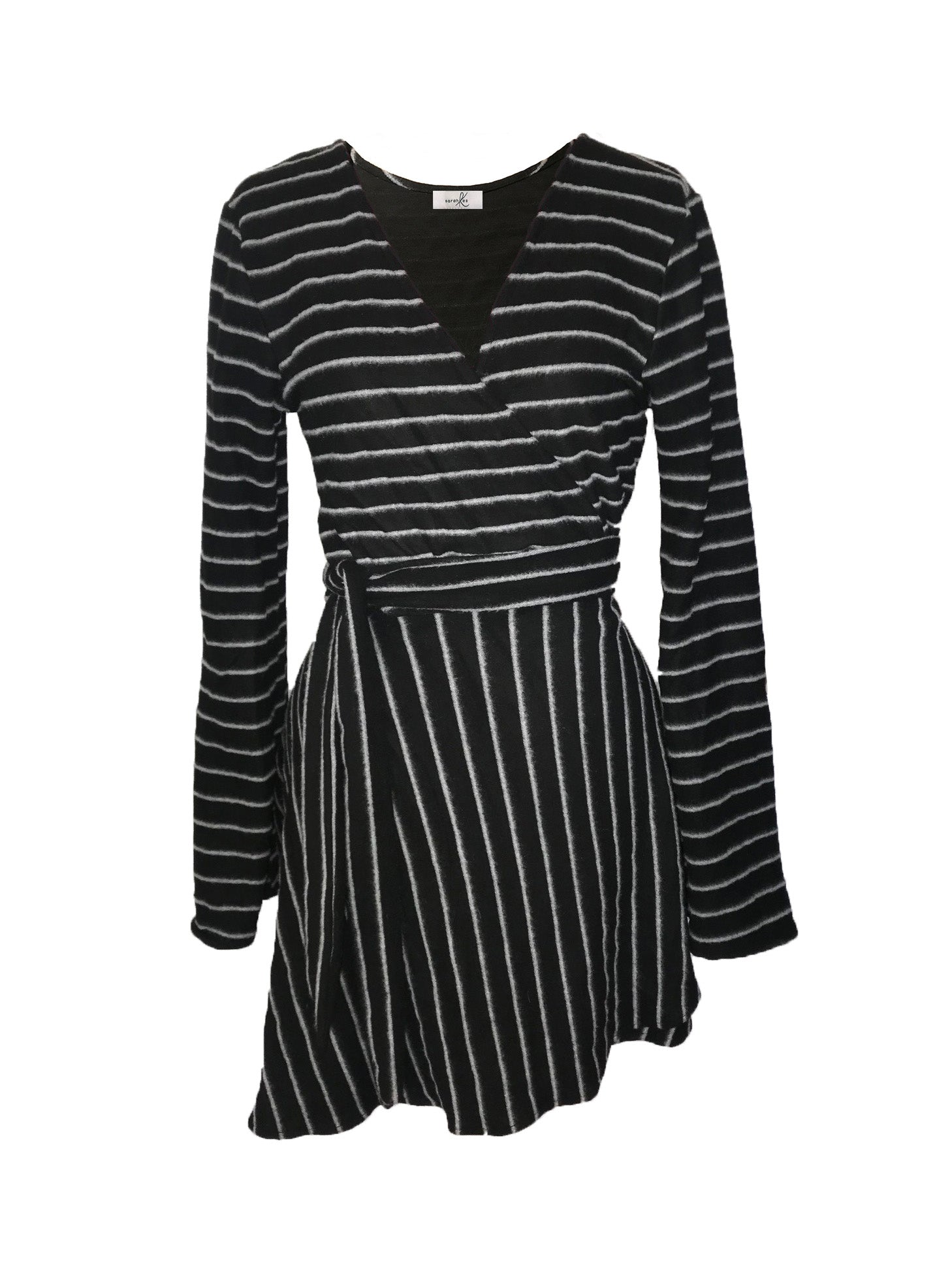 Black and white striped sweater wrap dress Sarah Kes Black and white striped sweater wrap dress Sarah Kes