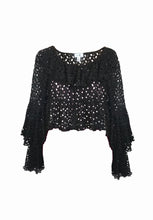 Load image into Gallery viewer, Ruffle Crochet Lace Crop Blouse