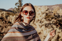 Load image into Gallery viewer, Tribal multi-color striped fringe poncho