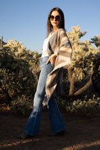 Load image into Gallery viewer, Tribal multi-color striped fringe poncho